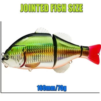 GREENSPIDER Плаваща риболовна примамка Swimbait с мека опашка, твърда стръв 160 mm 70 g Jointed Bait Hunter Tackle за щука и мускус