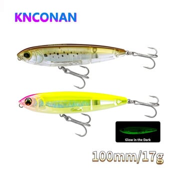 KNCONAN 100 mm 17 g Surface Pencil Fishing Lures Floating Swimbait Walk Dog Wobbler Изкуствена твърда стръв TopWater за пъстърва Bass