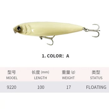 KNCONAN 100 mm 17 g Surface Pencil Fishing Lures Floating Swimbait Walk Dog Wobbler Изкуствена твърда стръв TopWater за пъстърва Bass