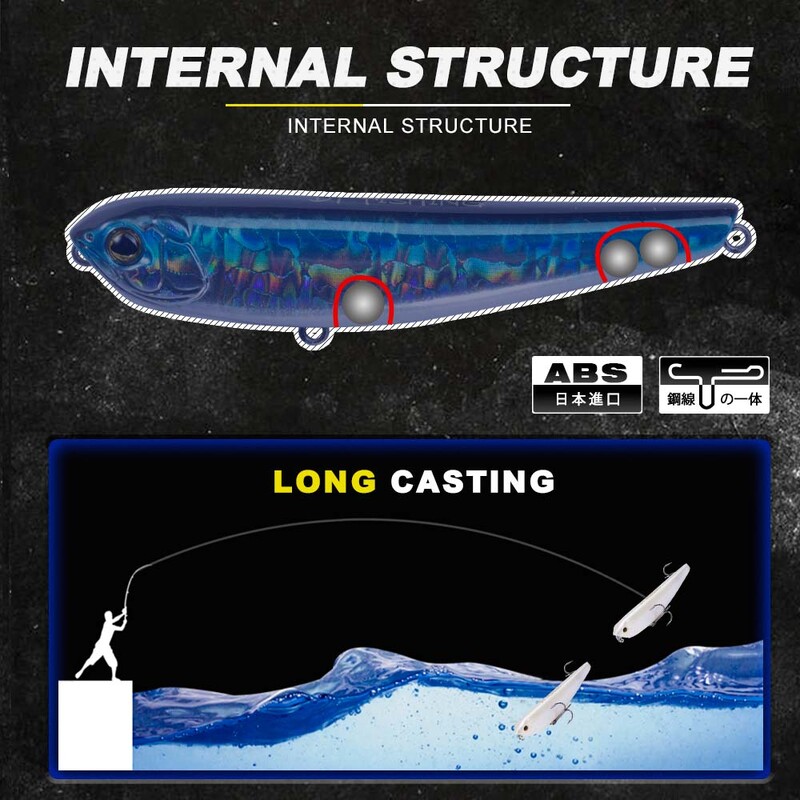 D1 mamac za ribu olovku 80 mm 8,5 g Umjetni plutajući mamac za hodanje za bas štuku Slatkovodni slanovodni pribor za ribolov 2020.