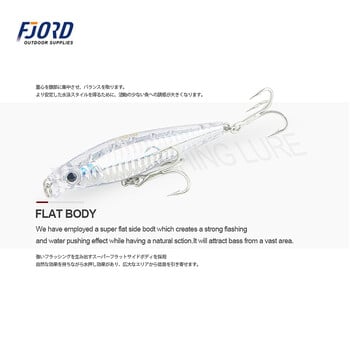 FJORD Glitter Sinking Minnow 85mm 20g Твърда риболовна примамка 3X куки Плоско тяло Изкуствена перка Риболовни принадлежности