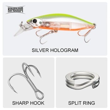 Kingdom Slow Sinking Pencil Noise Minnow Fishing Lures 70mm 12g 55mm 7g Swimbaits Swing Hard Baits Воблери Риболовна джъркбейт