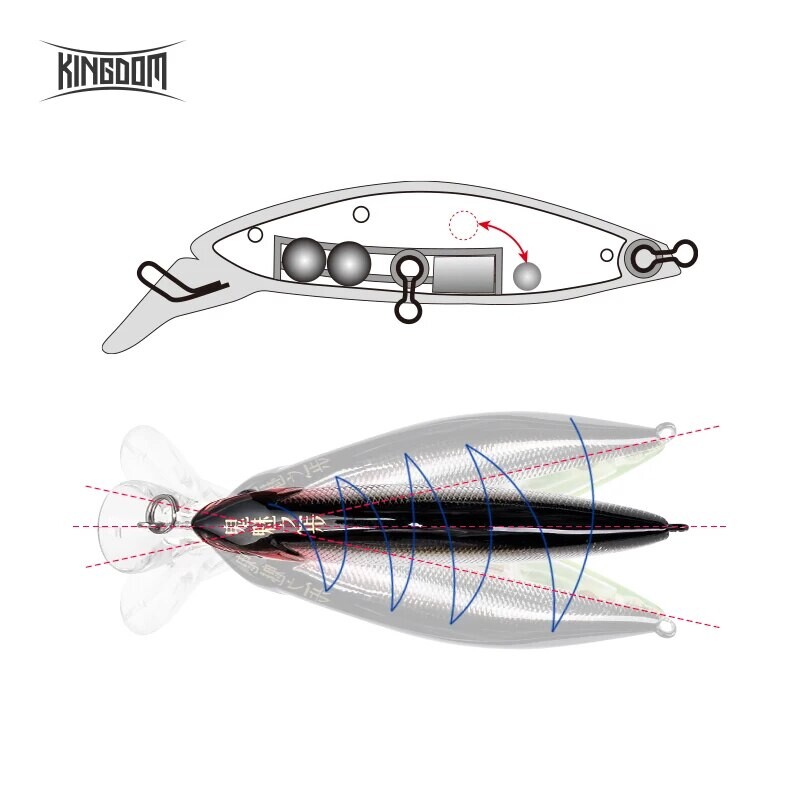 Kingdom Slow Sking Pencil Noise Minnow žvejybos masalai 70mm 12g 55mm 7g Swimbaits Swing Hard Baits Vobleriai Fishing Jerkbait