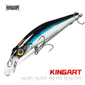 Kingdom Kingart Naluci de pescuit Sinking Minnow 6g 9g 14g 18.6g Jerkbaits Good Action Wobblers FR Silence Momeli dure Biban de mare