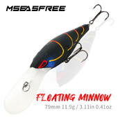 MSEASFREE plūduriuojantis Minnow žvejybos masalas, 72 mm, 13 g barškučiai, dirbtinis kietas masalas, gėlavandeniai vobleriai, skirti basų lydekų žvejybos reikmenims