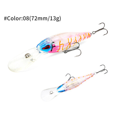 MSEASFREE plūduriuojantis Minnow žvejybos masalas, 72 mm, 13 g barškučiai, dirbtinis kietas masalas, gėlavandeniai vobleriai, skirti basų lydekų žvejybos reikmenims