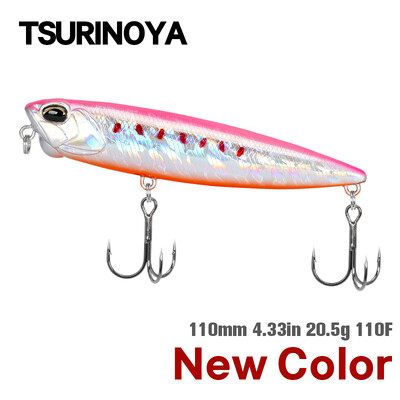 TSURINOYA 110F Topwater Stickbait 110mm 20,5g Pliiats Ujuv Püügilant DW58 Pike Bass Kunstlik kõva sööt Jerkbait