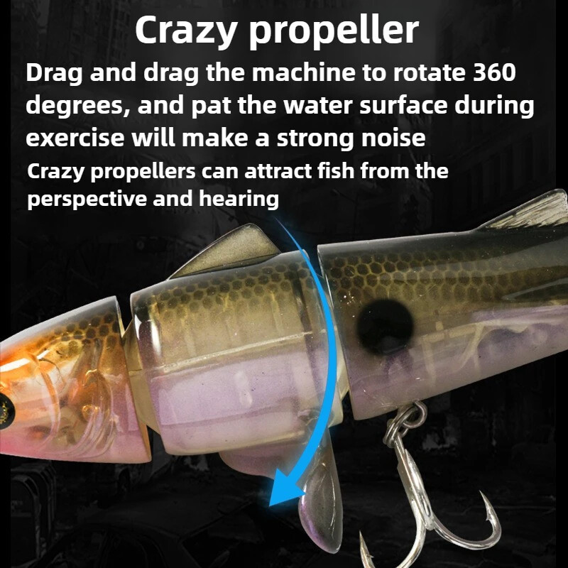 Topwater Spinner zīmuļa ēsma 11 cm/24 g, 3 segmentēts vobleris, rotējoša cietā ēsma, peldoša makšķerēšanas māneklis, makšķerēšanas piederumi