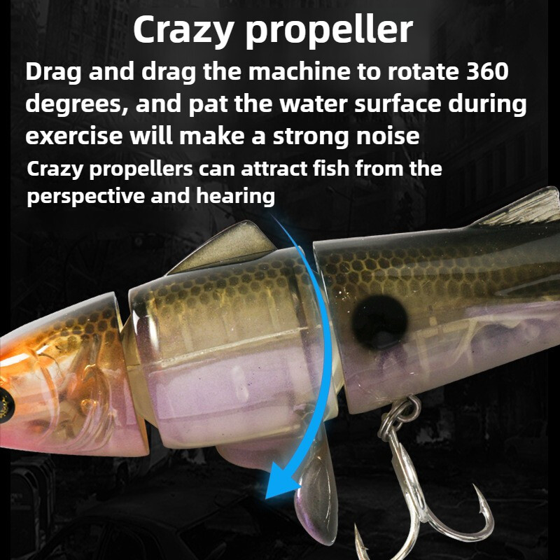 Topwater Spinner Pencil Momeal 11cm/24g Wobbler articulat cu 3 segmente Momeală tare rotativă Momeală de pescuit plutitoare Aparatură de pescuit