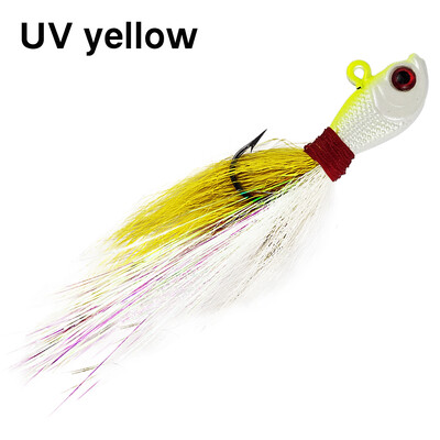 Eupheng UV Bucktail Jig Glow in Dark Bucktail Fishing Jig Head Hair Jigs 7g-56g Bass friss és sósvízi horgásztartozékokhoz