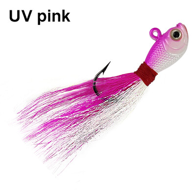 Eupheng UV Bucktail Jig Glow in Dark Bucktail Fishing Jig Head Hair Jigs 7g-56g Bass friss és sósvízi horgásztartozékokhoz
