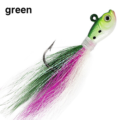 Eupheng UV Bucktail Jig Glow in Dark Bucktail Fishing Jig Head Hair Jigs 7g-56g Bass friss és sósvízi horgásztartozékokhoz
