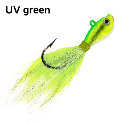 Eupheng UV Bucktail Jig Glow in Dark Bucktail Fishing Jig Head Hair Jigs 7g-56g Bass friss és sósvízi horgásztartozékokhoz