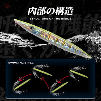 Hunthouse Topwater Pencil Fishing Lure Floating Hard Bait Long Cast 195mm44g Stickbait Bluefish Don Belone Принадлежности за морска риба