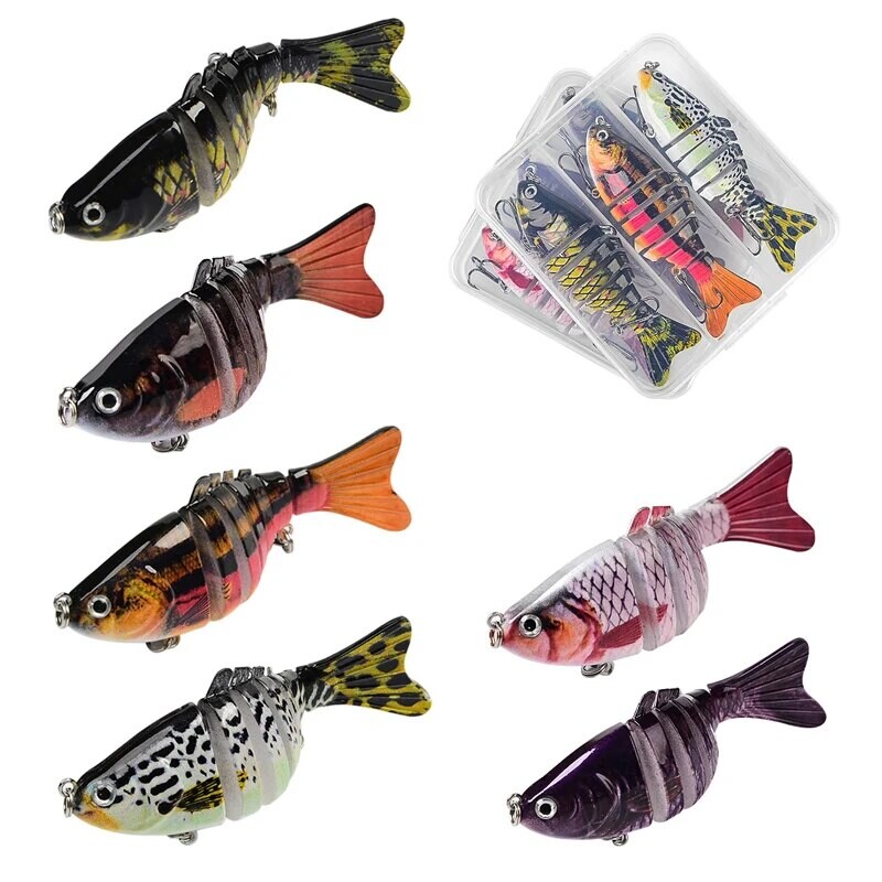3 vnt./dėžės žvejybos vobleris Lifelike 7 segmentų Swimbait Crankbait Hard Bait Slow 10cm/15g Isca dirbtiniai masalai žvejybos reikmenys