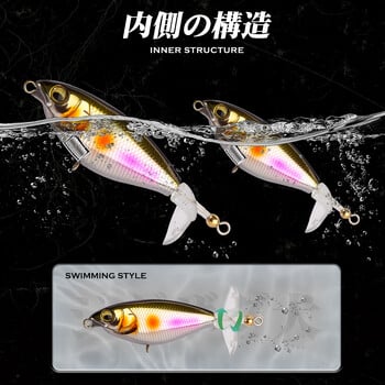 Hunthouse Fishing Karashi Rotating Tail Pencil Fishing Lure 65mm/5.7g 80mm/10.8g плаващи Whopper Popper воблери за бас