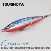 TSURINOYA 160mm 60g Topwater Pieštukas CRIUS 160F Dirbtinis kietas masalas Tunams GT velkamasis vobleris didelis žvejybos masalas