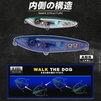 D1 Surface Pencil Fish Lure 70mm/140mm Walk the Dog Изкуствени твърди примамки Пластмасова проходилка Swimbait за риболовни принадлежности за бас пъстърва