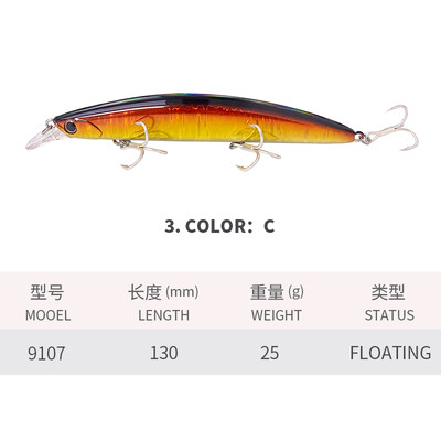 1Gb Minnow 130mm 25g peldošs Big Minnow Pesca Choco Saltwater Bass līdakas makšķerēšanas ēsma Pesca Isca plastmasas makšķerēšanas piederumi 9107