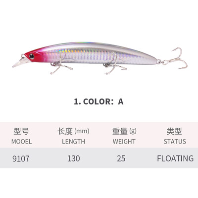 1Gb Minnow 130mm 25g peldošs Big Minnow Pesca Choco Saltwater Bass līdakas makšķerēšanas ēsma Pesca Isca plastmasas makšķerēšanas piederumi 9107
