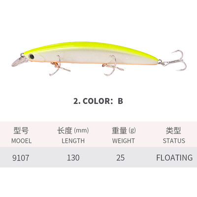 1Gb Minnow 130mm 25g peldošs Big Minnow Pesca Choco Saltwater Bass līdakas makšķerēšanas ēsma Pesca Isca plastmasas makšķerēšanas piederumi 9107