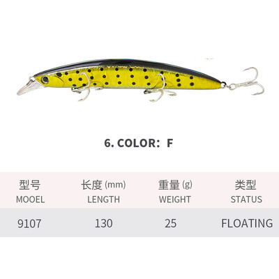 1Gb Minnow 130mm 25g peldošs Big Minnow Pesca Choco Saltwater Bass līdakas makšķerēšanas ēsma Pesca Isca plastmasas makšķerēšanas piederumi 9107