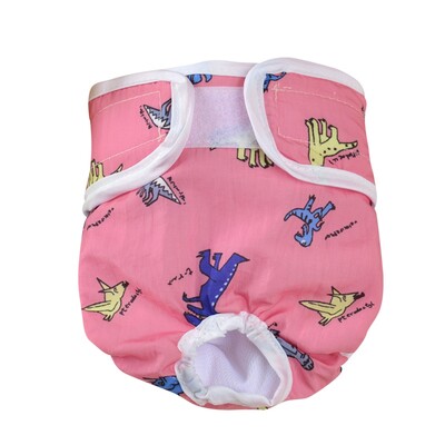 Scutece lavabile pentru femeie pentru câini, pantaloni fiziologici, drăguți, cu imprimeu de desene animate, pantaloni scurți pentru câini, lenjerie de corp, chiloți sanitari pentru câini de talie mică