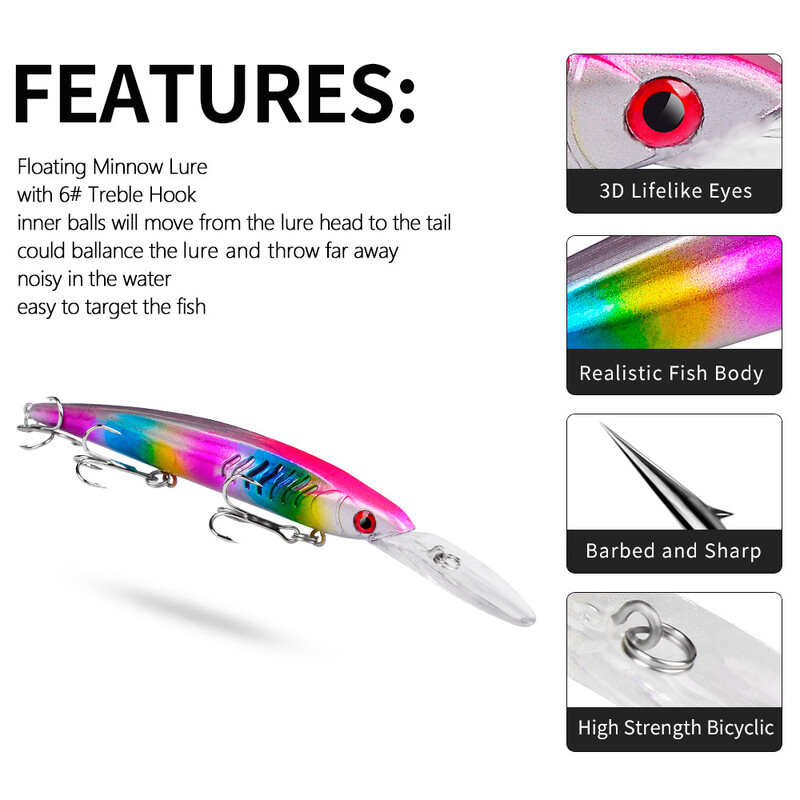 PRO BEROS 1TK Minnow kalastuslant 15cm 13g ujuv kõva söödaga vobler Jig Bait Crankbait karpkala triibuline bass Pesca kalastustarbed