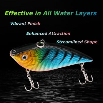 wondersee VIB Hard Fishing Lure with Treble Hooks Vibration Wobbler Crankbait Bass Pike Perch Tackle Sea Fishing Noisy System