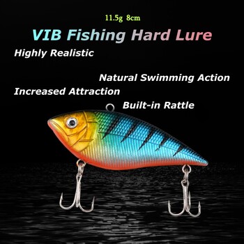 wondersee VIB Hard Fishing Lure with Treble Hooks Vibration Wobbler Crankbait Bass Pike Perch Tackle Sea Fishing Noisy System