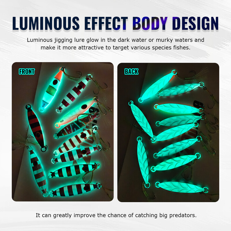 TOLU Naujas metalinis lėtas masalas, švytėjimas