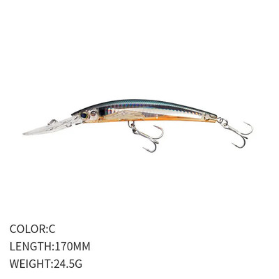 Žvejybos Luya Masalas Ilgaliežuvis Mino Nardymas 170mm/24.5g Simuliacinis netikras masalas Seklios jūros ešerių žuvies masalas