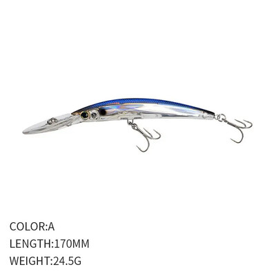 Žvejybos Luya Masalas Ilgaliežuvis Mino Nardymas 170mm/24.5g Simuliacinis netikras masalas Seklios jūros ešerių žuvies masalas