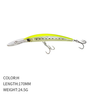 Žvejybos Luya Masalas Ilgaliežuvis Mino Nardymas 170mm/24.5g Simuliacinis netikras masalas Seklios jūros ešerių žuvies masalas