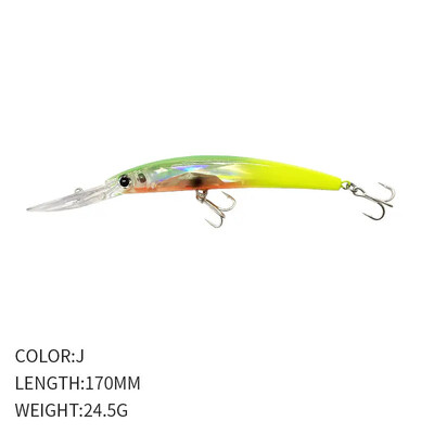 Žvejybos Luya Masalas Ilgaliežuvis Mino Nardymas 170mm/24.5g Simuliacinis netikras masalas Seklios jūros ešerių žuvies masalas