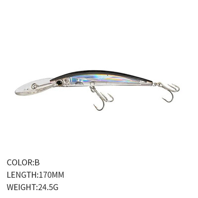 Žvejybos Luya Masalas Ilgaliežuvis Mino Nardymas 170mm/24.5g Simuliacinis netikras masalas Seklios jūros ešerių žuvies masalas