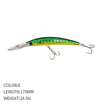 Žvejybos Luya Masalas Ilgaliežuvis Mino Nardymas 170mm/24.5g Simuliacinis netikras masalas Seklios jūros ešerių žuvies masalas