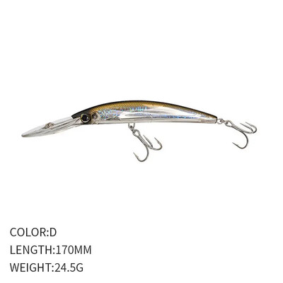 Žvejybos Luya Masalas Ilgaliežuvis Mino Nardymas 170mm/24.5g Simuliacinis netikras masalas Seklios jūros ešerių žuvies masalas