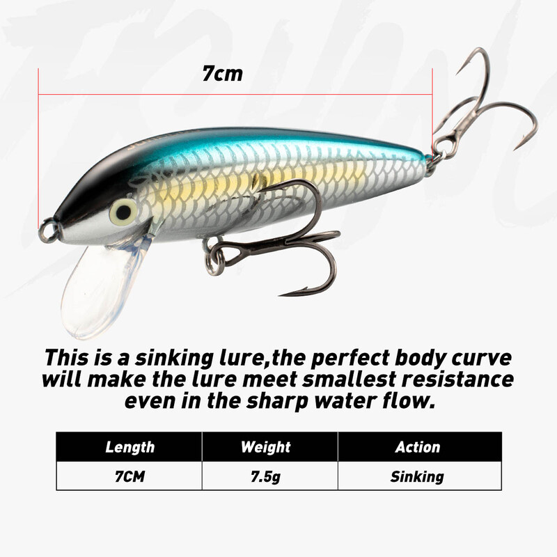 JOHNCOO Nalucă de pescuit cu mâncăruri 7 cm 7,5 g Nalucă artificială pentru păstrăv Stream Lake Jerkbait Momeli dure pentru pescuit
