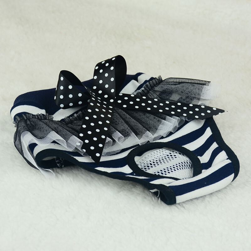 Kisállat kutya csíkos fiziológiás nadrágok bugyi kutya csipke bugyi pelenka kiskutya fehérneműhöz Alsónadrág Kutya pelenka nadrág rövidnadrág kisállat kellék