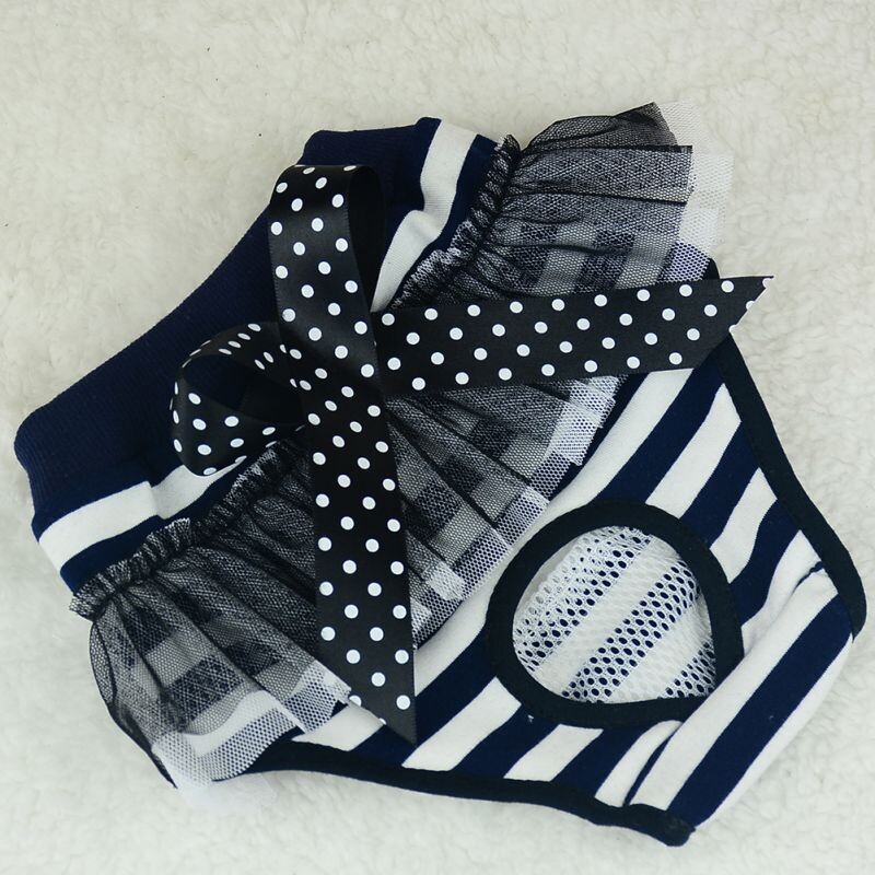 Kisállat kutya csíkos fiziológiás nadrágok bugyi kutya csipke bugyi pelenka kiskutya fehérneműhöz Alsónadrág Kutya pelenka nadrág rövidnadrág kisállat kellék