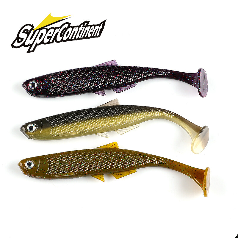 Superkontinenta liesums ShadTeez T-aste 5cm/7.5cm/12cm līdaka Zander Predator Fishing 3d eyes Mīksts māneklis Makšķerēšanas mānekļi