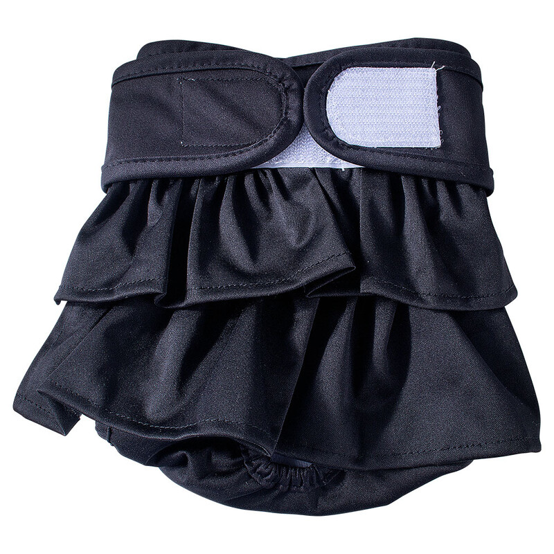 BIAI 1db fekete újrafelhasználható női kutyapelenka mosható szövetpelenka tépőzárral vízálló puha poliészter szövet kutyanadrág