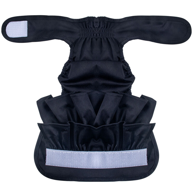 BIAI 1db fekete újrafelhasználható női kutyapelenka mosható szövetpelenka tépőzárral vízálló puha poliészter szövet kutyanadrág