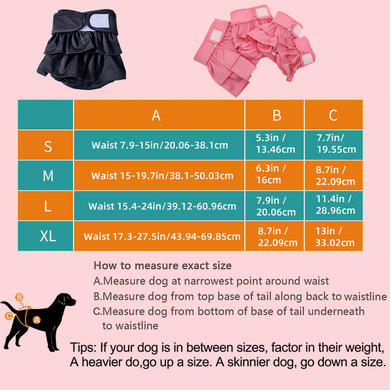 BIAI 1db fekete újrafelhasználható női kutyapelenka mosható szövetpelenka tépőzárral vízálló puha poliészter szövet kutyanadrág