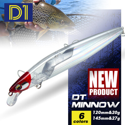 D1 plūduriuojantis Minnow žvejybos masalas 120mm20g/145mm27g Flash Flake Vobleris EXSENCE Shallow Silent Assassin kietas masalas