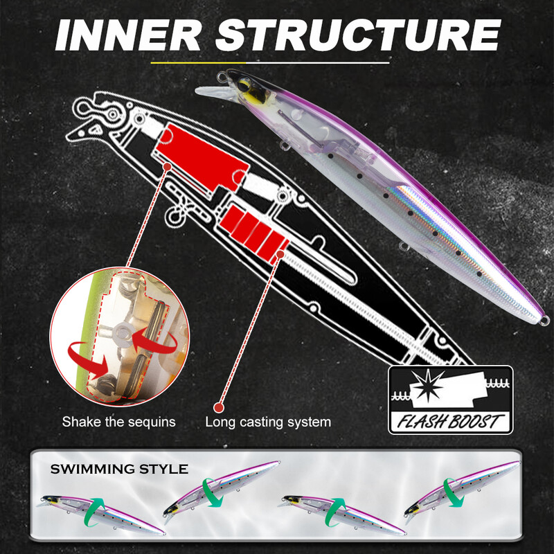 D1 plūduriuojantis Minnow žvejybos masalas 120mm20g/145mm27g Flash Flake Vobleris EXSENCE Shallow Silent Assassin kietas masalas