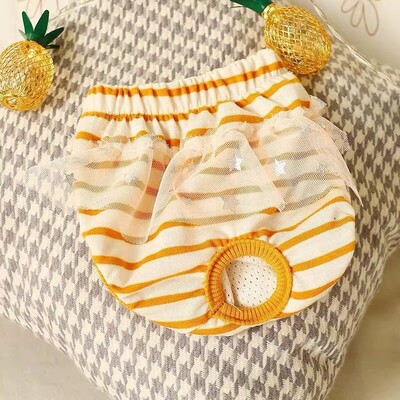 Korduvkasutatavad koerte füsioloogilised mähkmepüksid triibulise trükiga hügieenilised emased koerapüksid Chihuahua bichon turvapüksid lemmikloomade tarvikud