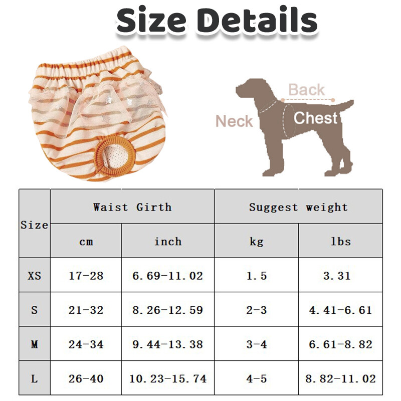 Korduvkasutatavad koerte füsioloogilised mähkmepüksid triibulise trükiga hügieenilised emased koerapüksid Chihuahua bichon turvapüksid lemmikloomade tarvikud