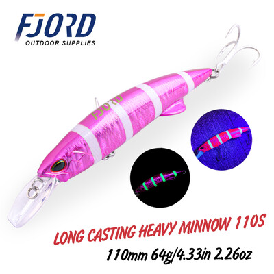 FJORD Glow UV 110mm 64g Süllyedő kemény csalik horgászcsalik hosszú dobás tengermélység sósvíz pergető csalik Swimbaits horgászcikkek